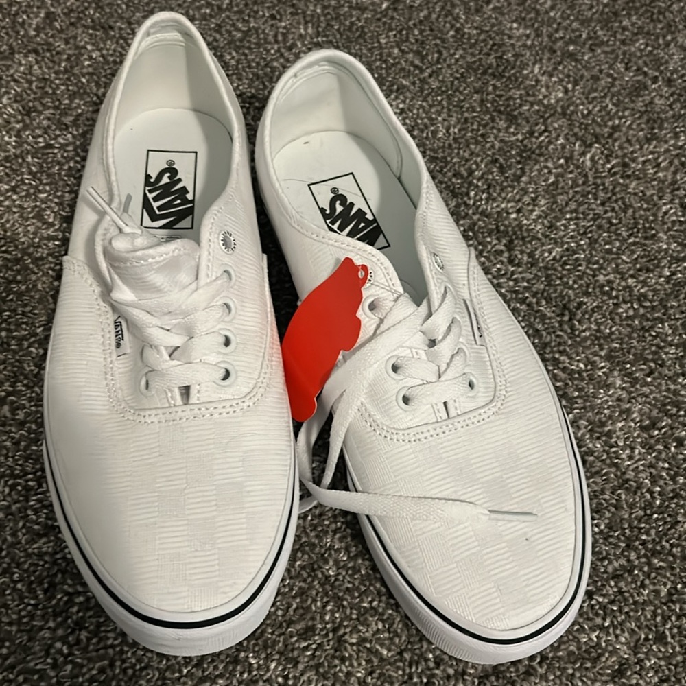 Vans platform white checkered shoes. Never worn.